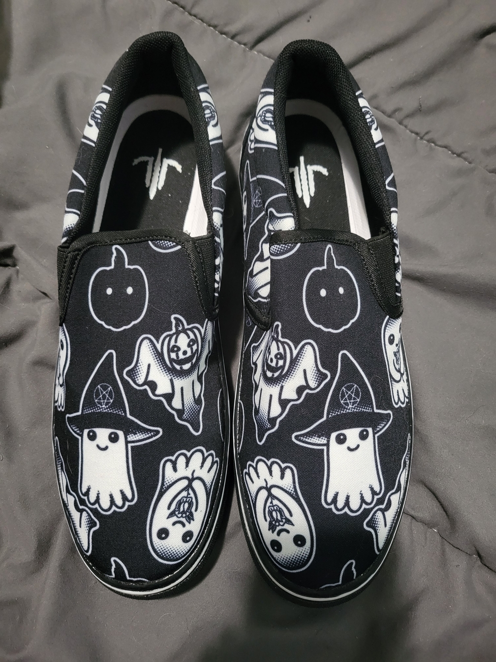 Last Light Apparel Black Ghost Print Slip-On Shoes